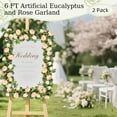 thumbnail image 5 of Lewondr Artificial Eucalyptus Garland, 2 Pack 6FT Floral Garland with 8 Roses 8 Peonies Eucalyptus Leaves, Maintenance-Free Greenery Backdrop for Wedding Table Backdrop Centerpiece, Mixed Champagne, 5 of 7