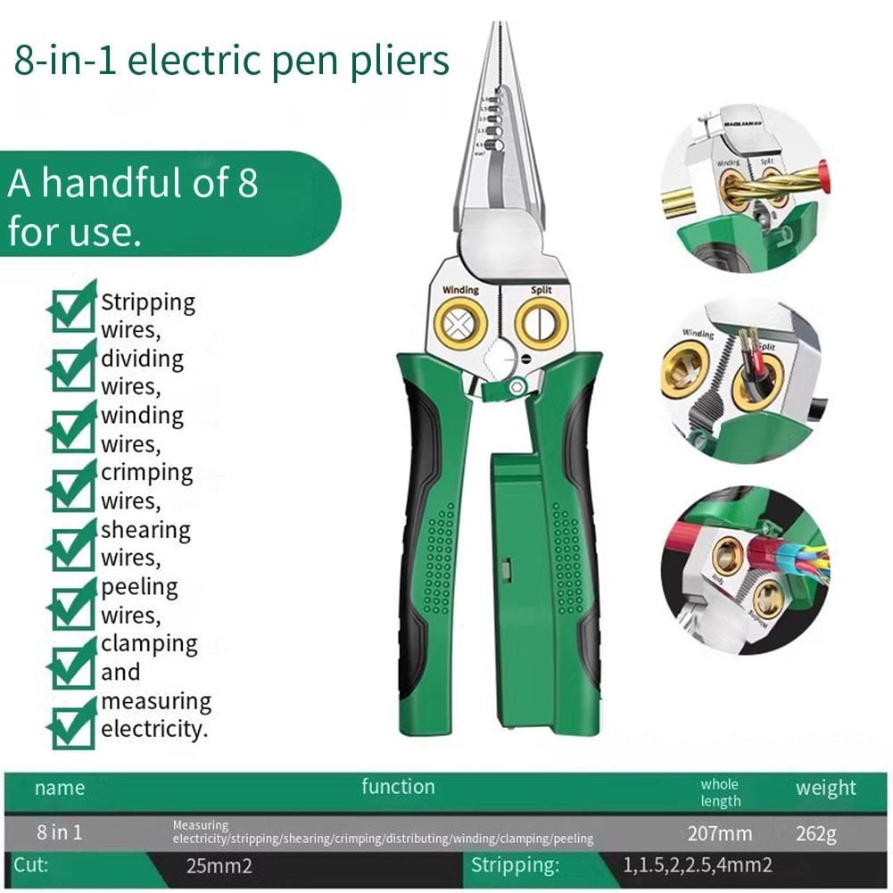 8-In-1 Wire Stripper & Voltage Tester: Forprecision Cutting, Crimping & Safety