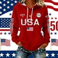 thumbnail image 2 of YAYUBA USA Hoodie Women Men Unisex Casual Graphic Patriotic American Flag Pullover Hoodie July 4th Drawstring Sweatshirt Size XXXXXL, Red, 2 of 4