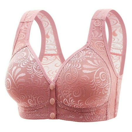 SCSAlgin Front Closure Bras for Seniors Older Women Push Up Bra No Underwire Front Button Printed Bra Breathable