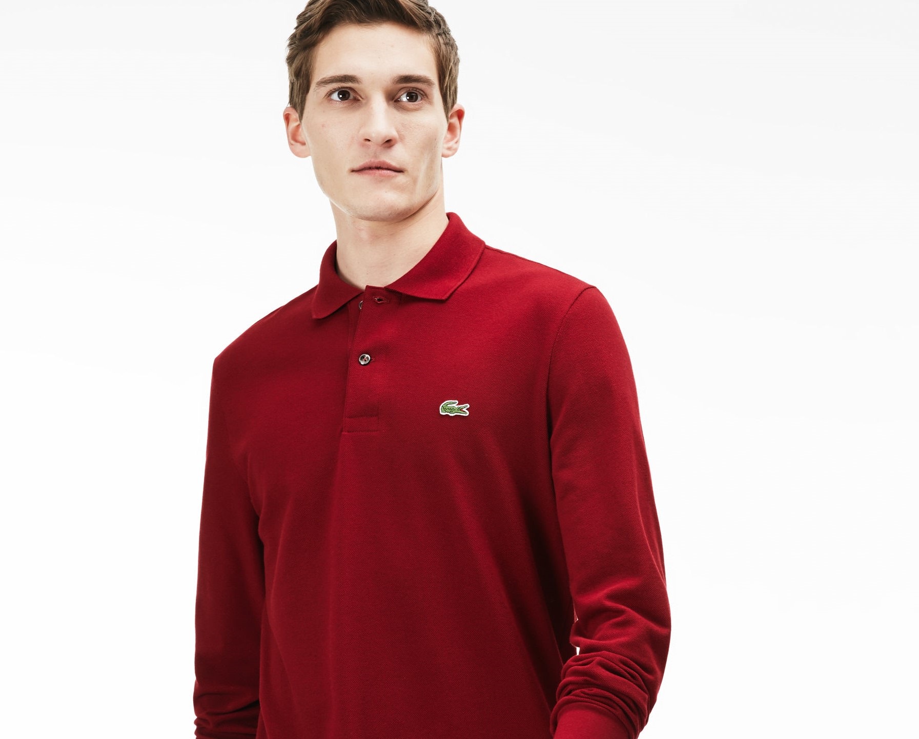 Lacoste Men s Long Sleeve Classic Pique Polo Shirt Bordeaux Red Size 9 Walmart