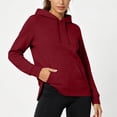 thumbnail image 6 of Josdec Drawstring Hooded Sweatshirts for Women Solid Color Long Sleeve Pullover Kangaroo Pocket Side Split Hem Casual Hoodies S-2XL, 6 of 7