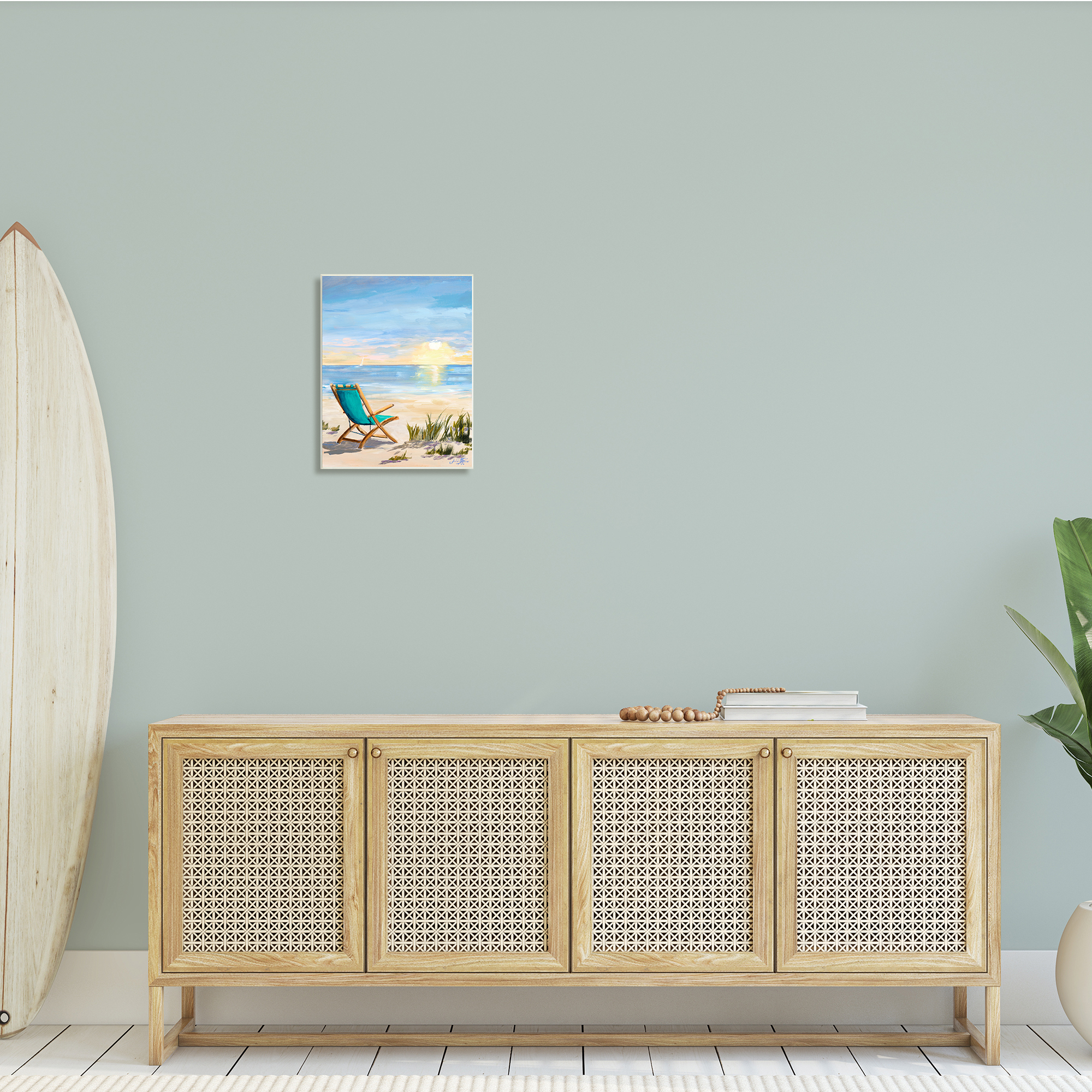 Stupell Indtries Folding Chair Sunset Beach Landscape Summer Ombre Sky,13 x 19,Design by Julie DeRice