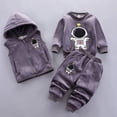 thumbnail image 3 of Ruyang 3 Piece Baby Boys Girls Clothes Cat Print Long Sleeve Pullover Hooded Zipper Vest Thick Pants Outfits Fall Warm Sets for Toddler, 3 of 8