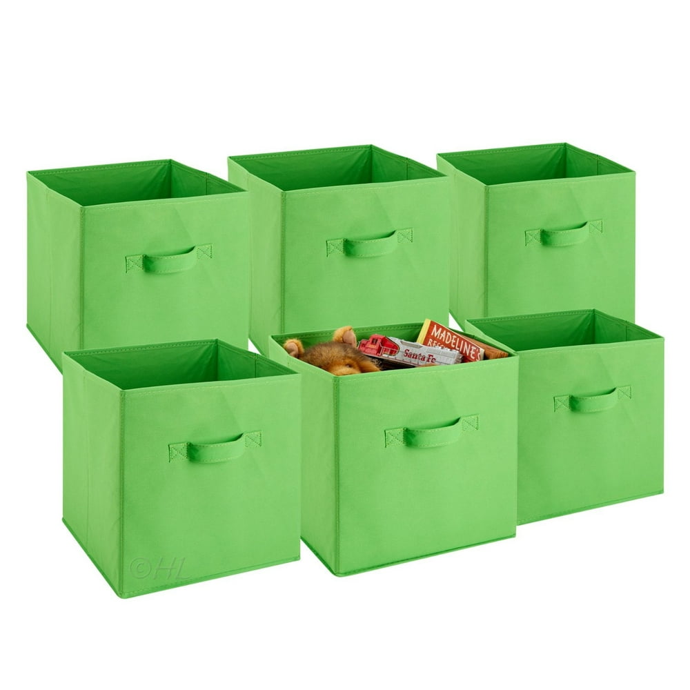 Foldable Storage Cube Bins Green Pack of 6