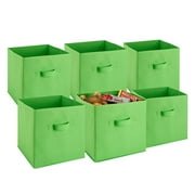 Foldable Storage Cube Bins - Green - Pack of 6