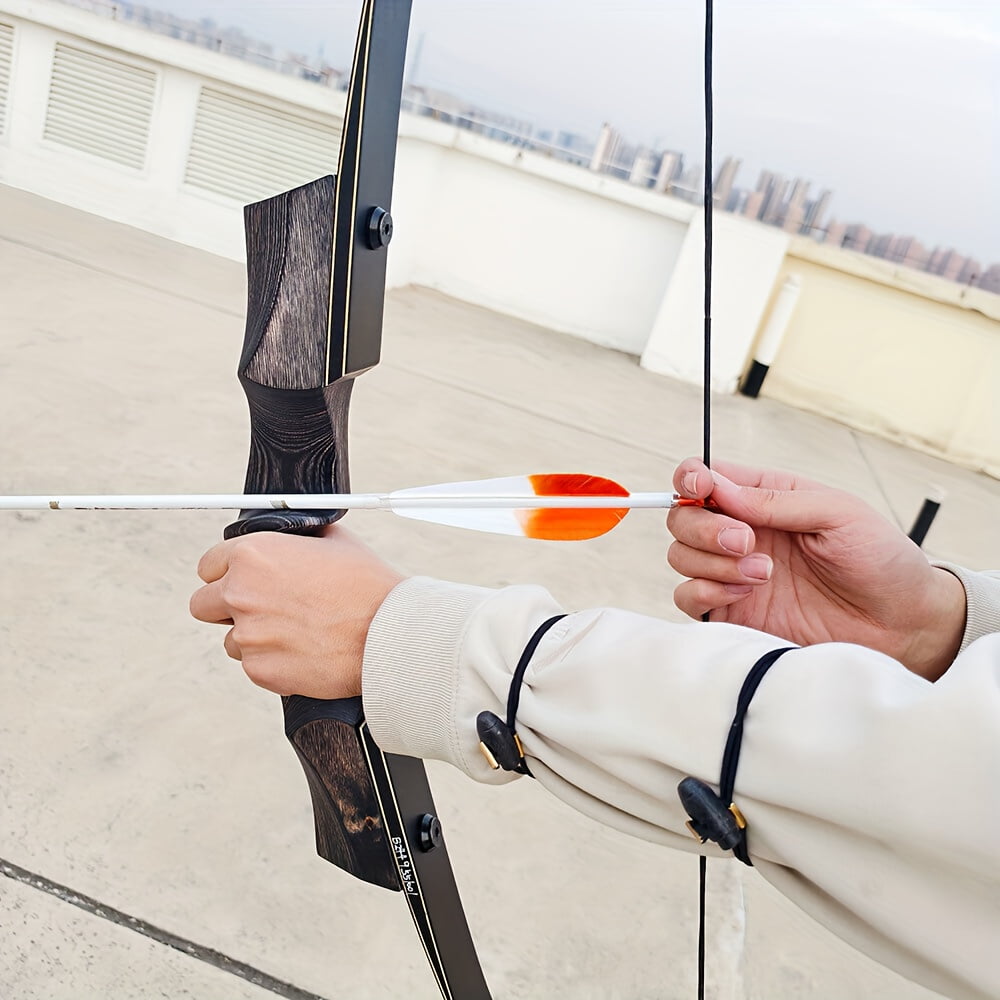 57 inch detachable recurve bow wooden 20-55 pound bow for outdoor archery, exquisite hunting bow set for right hand use