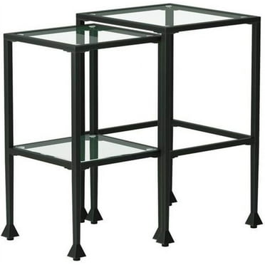 Leilani 2-Piece Glass Top Nesting Tables Black