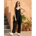 thumbnail image 2 of Lentta Women's Loose V Neck Harem Jumpsuits Sleeveless Spaghetti Strap Baggy Overalls with Pocket (Black-L), 2 of 4