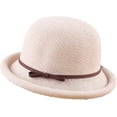 thumbnail image 6 of CoCopeaunts Cotton Linen Knitted Breathable Bowler Hat Literary Rolled Edge Small Knot Women Bucket Hat Outdoor Leisure Hundred, 6 of 8