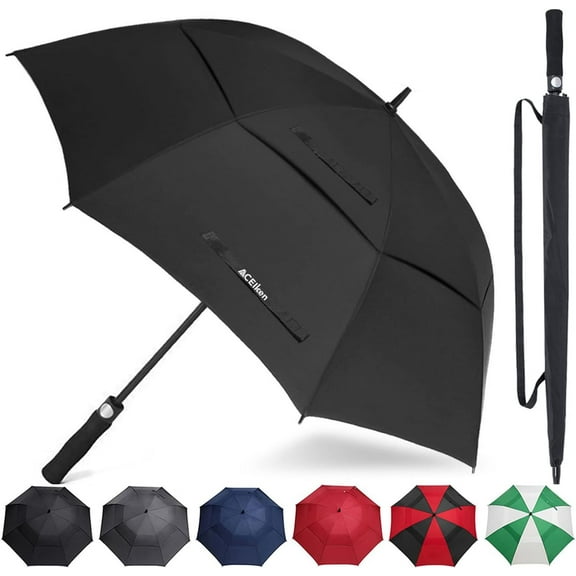 Golf Umbrella Large 58/62/68 Inch Automatic Open Golf Umbrella Extra Large Oversize Double Canopy Vented Umbrella Windproof Waterproof for Men and Women