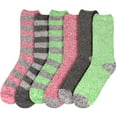 thumbnail image 6 of BambooMN Women's Extra Large Soft Fuzzy Warm Cozy Comfy Fuzzy Plush Cute Striped Solid Slipper Socks - Assortment B - 6 Pairs, 6 of 6