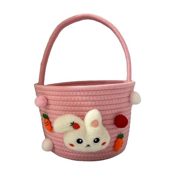 ddioayh Basket Easter Decoration with Woven Bunny Face Design Spacious Interior Lightweight Portable for Easter Egg Hunts Cosmetics Storage