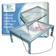 3X Large Full Page Magnifier with 12 LED Lights[Provide Evenly Lit Viewing Area], Foldable Flip-Out Legs, Dual Power Supply Modes- Ideal for Hands Free Reading, Low Vision, Seniors with Aging Eyes