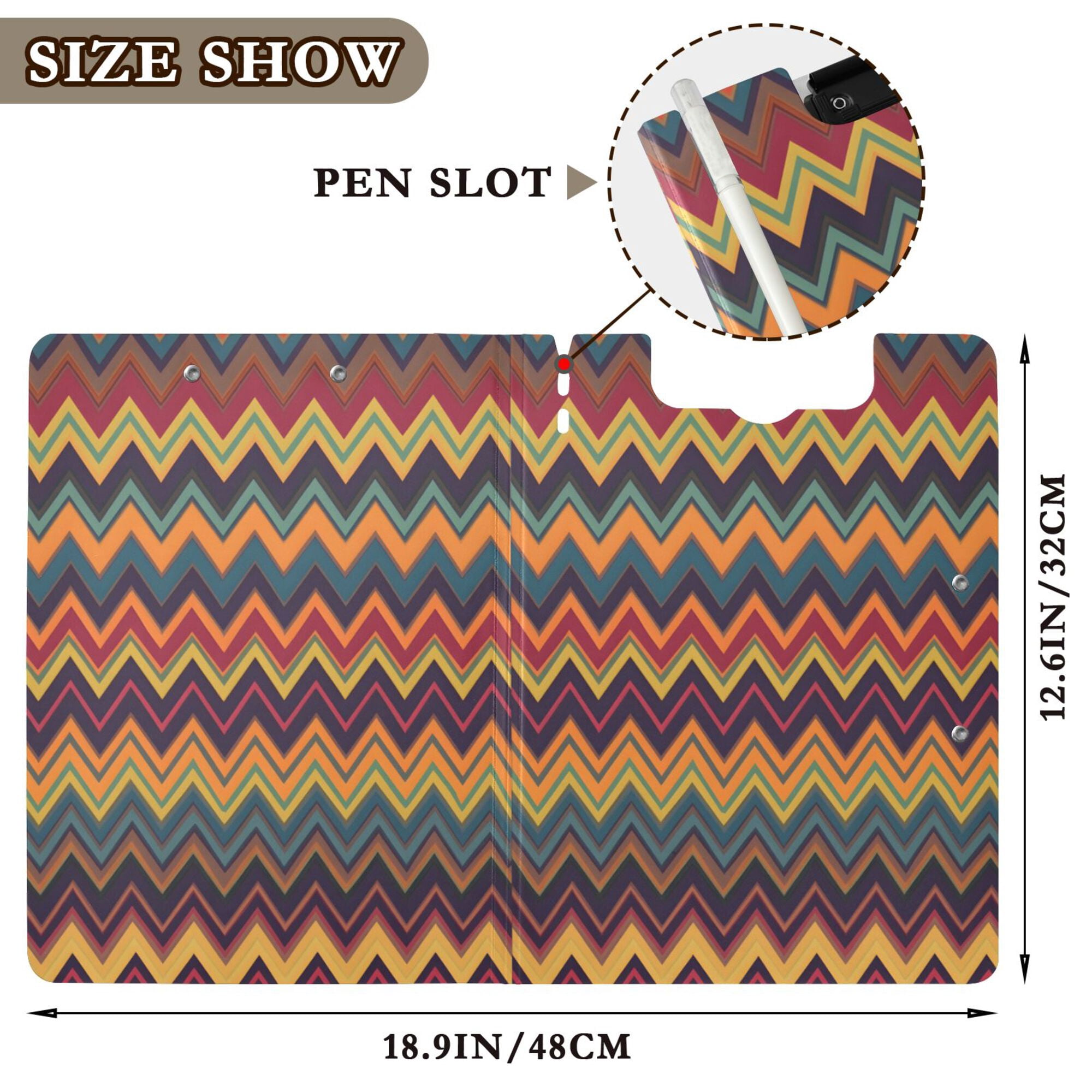 FORMRS A4 Clipboard Folder with Pen Holder Horizontal Foldable School Office Binder, Brown Geometric