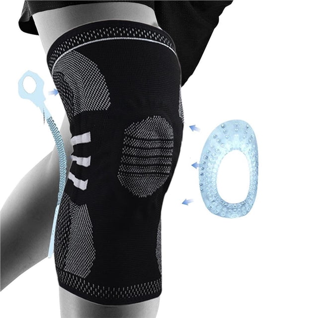 Langgg Genouillère Professionnelle Manchon de Compression avec Coussinets en Gel pour Rotule Genouillères à Ressort pour Course Randonnée Sports No.2