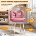 thumbnail image 6 of Tereitr Vanity Stool with Bowknot Backrest, Upholstered Makeup Chair for Bedroom and Living Room, Armless Dressing Stool with Foot Pads (Pink), 6 of 8