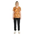 thumbnail image 5 of Scrubstar Fright Friends Women's V-Neck Print Scrub Top, Sizes XS-3XL, 5 of 6