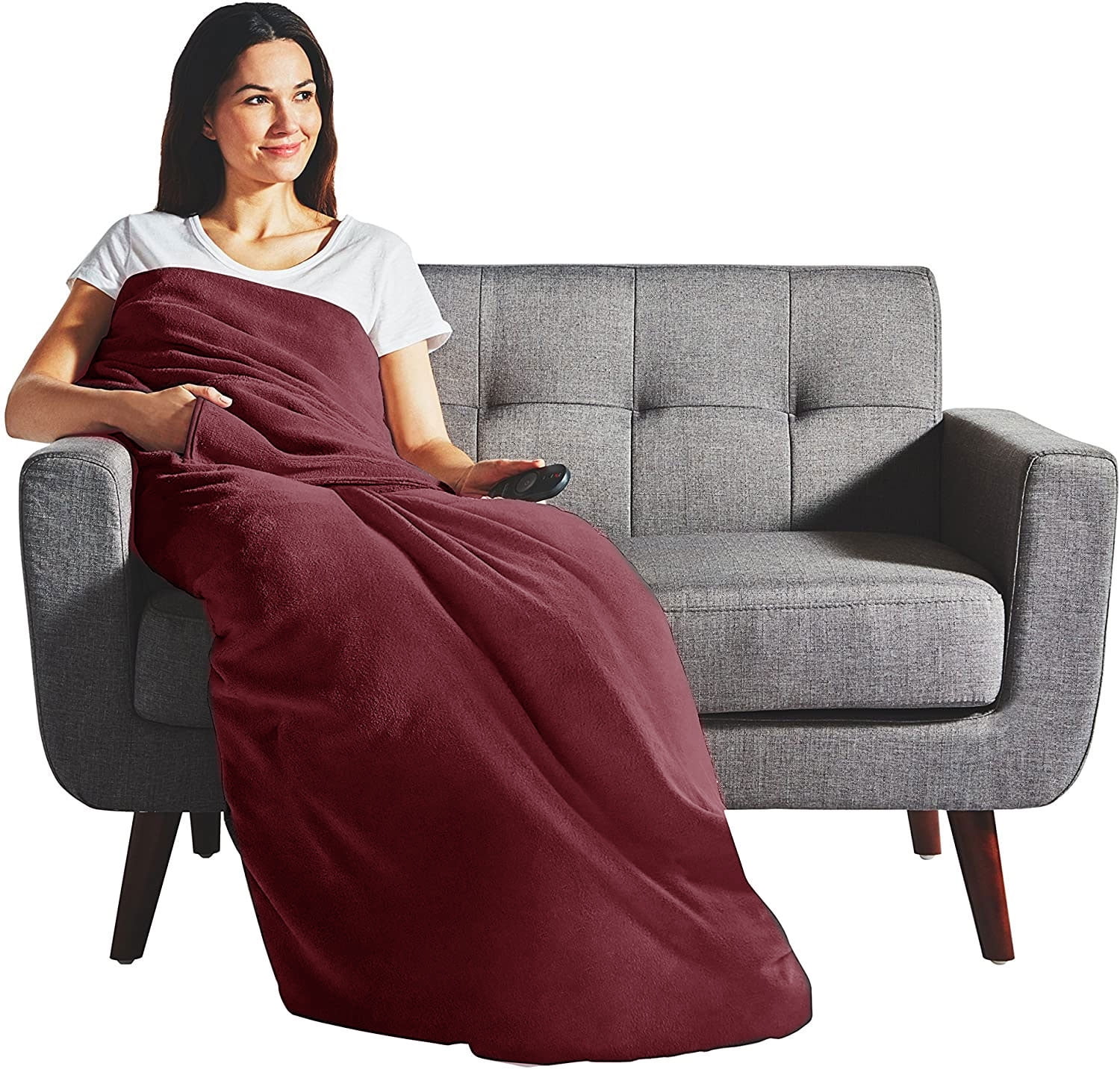 sunbeam heated throw with foot pocket