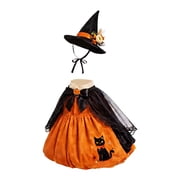 Halloween Witch Themed Dress And Hat Set For 19 To 23 Inch Porch Goose Statue Fall Yard Decor With Black Cat And Pumpkin Motifs