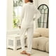 thumbnail image 2 of Conjunto de pijama ZMJ camisa blanca de manga larga y pantalones para mujer S, 2 of 7
