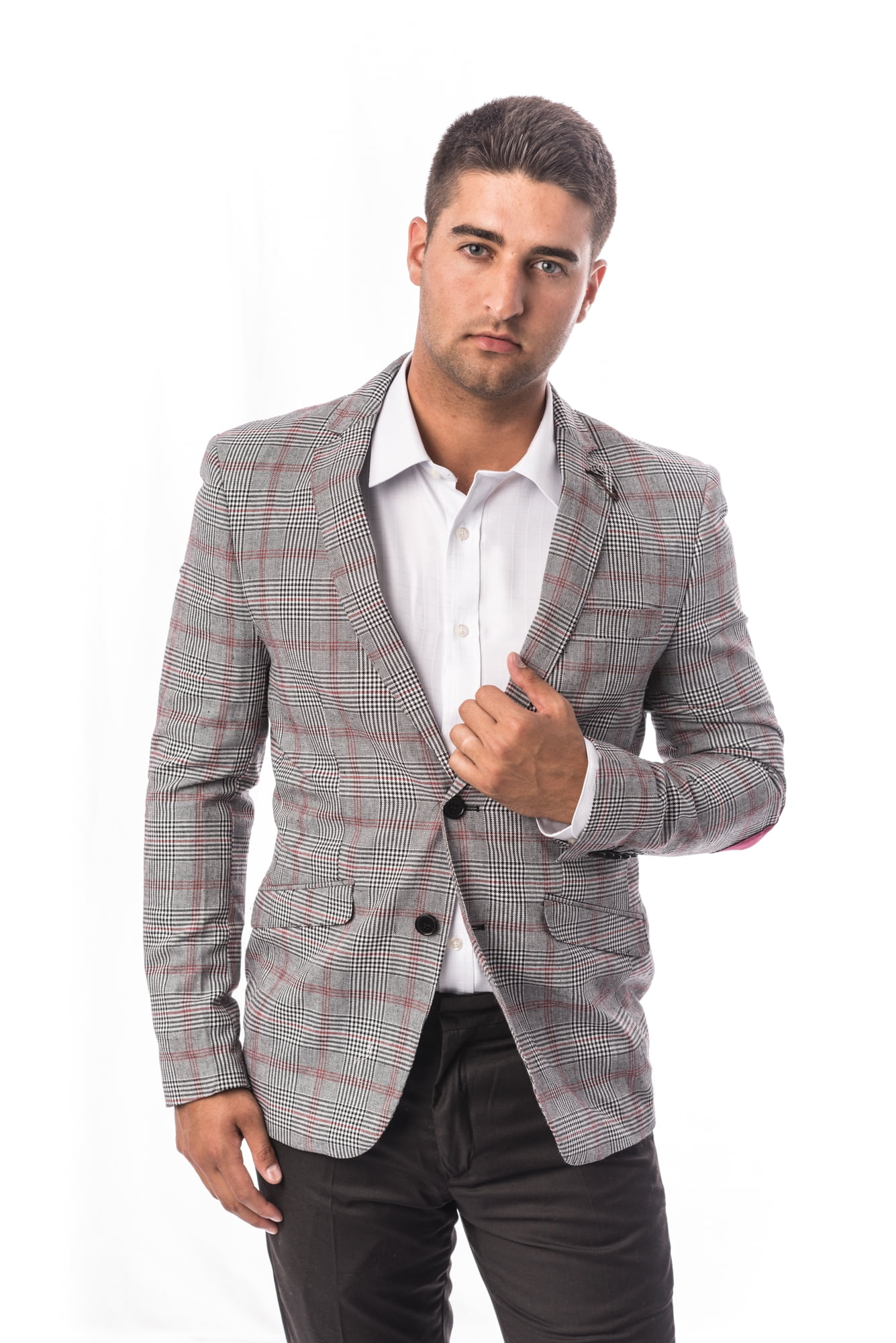 Elie Balleh Grey Checkered Men Suits - Walmart.com