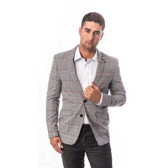 Elie Balleh Grey Checkered Men Suits