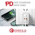 thumbnail image 4 of For Universal Fast Charge 2in1 20W PD USB Adapter / TYPE-C Data Home / Travel Adapter Charger w. 5Ft Cable White, 4 of 5