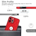thumbnail image 4 of Logo View Design Compatible with iPhone 12 Pro Max Phone Case Luxury Diamond Plaid PU Leather Vintage Slim Non-Slip Soft Grip Shockproof Anti-fall Heavy Duty Protective Case Cover,Red, 4 of 7