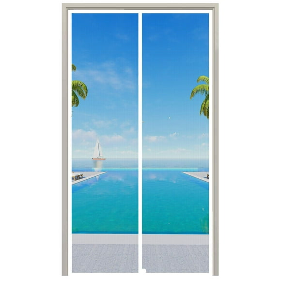 Puerta mosquitera magnética Homearda 99 x 211 cm de fibra de vidrio blanca