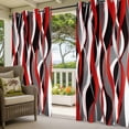 thumbnail image 5 of Outdoor Curtains for Patio Waterproof, Red Stripe Windproof Pravicy Outside Porch Blackout Curtain, Grey White Ombre Geometric Modern Abstract Sun Blocking Curtains for Cabana 2 Panels 54"x95", 5 of 9