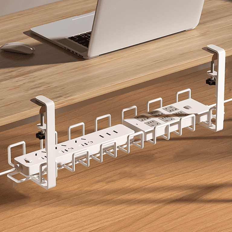 Tiitstoy No Drill Under Desk Cable Management Tray, Desk Wire Management Cable Tray Sturdy Metal Wire Organizer Under Desk Basket for Office and Home