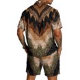 thumbnail image 5 of Mens Short Sleeve 2 Piece Sets Retro Texture Print Button Down Casual Summer Beach Vacation Shirt and Shorts Outfit, 5 of 6