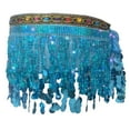 thumbnail image 3 of Felirenzacia Women's Triangular Belly Dancing Hip Scarf Wrap Skirt with Gold Coins, Sky Blue,Free Size, 3 of 6