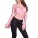 thumbnail image 1 of VISgogo Blusa Femenina, Tops de Malla Transparente de Manga Larga con Cuello Redondo y Diamantes de Imitación de Color Sólido para Adultos, XS/S/M/L VISgogo moda, 1 of 3