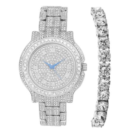 Women's Luxury Crystal Diamonds Iced Out Watch, a True Testament to blinged-Out Beauty and Timeless Glamour (L0504LA-T Trim-SLV)