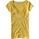 thumbnail image 1 of Aeropostale Camiseta básica con cuello en V liso liso para mujer, naranja, grande, 1 of 1