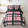 thumbnail image 2 of Homewish Check Geometric 7 Pieces Bedding Comforter Set,Modern Geometric Pattern Full Bedding Set,Pink Black Fitted Sheet Flat Sheet For Boys Teens,Ultra Soft Home Decor Reversible, 2 of 8