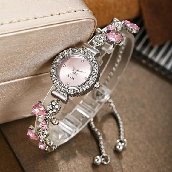 New Round Diamond Water Drop Alloy Bracelet Watch Compact Women's Quartz Watch