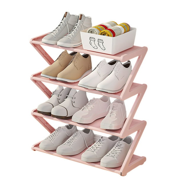 Upgrade 4-Tier Small Shoe Rack Thickened Steel Stackable Shoe Shelf, Storage Shoe Stand Organizer For Closet Entryway Hallway, Multifunctional Storage Rack
