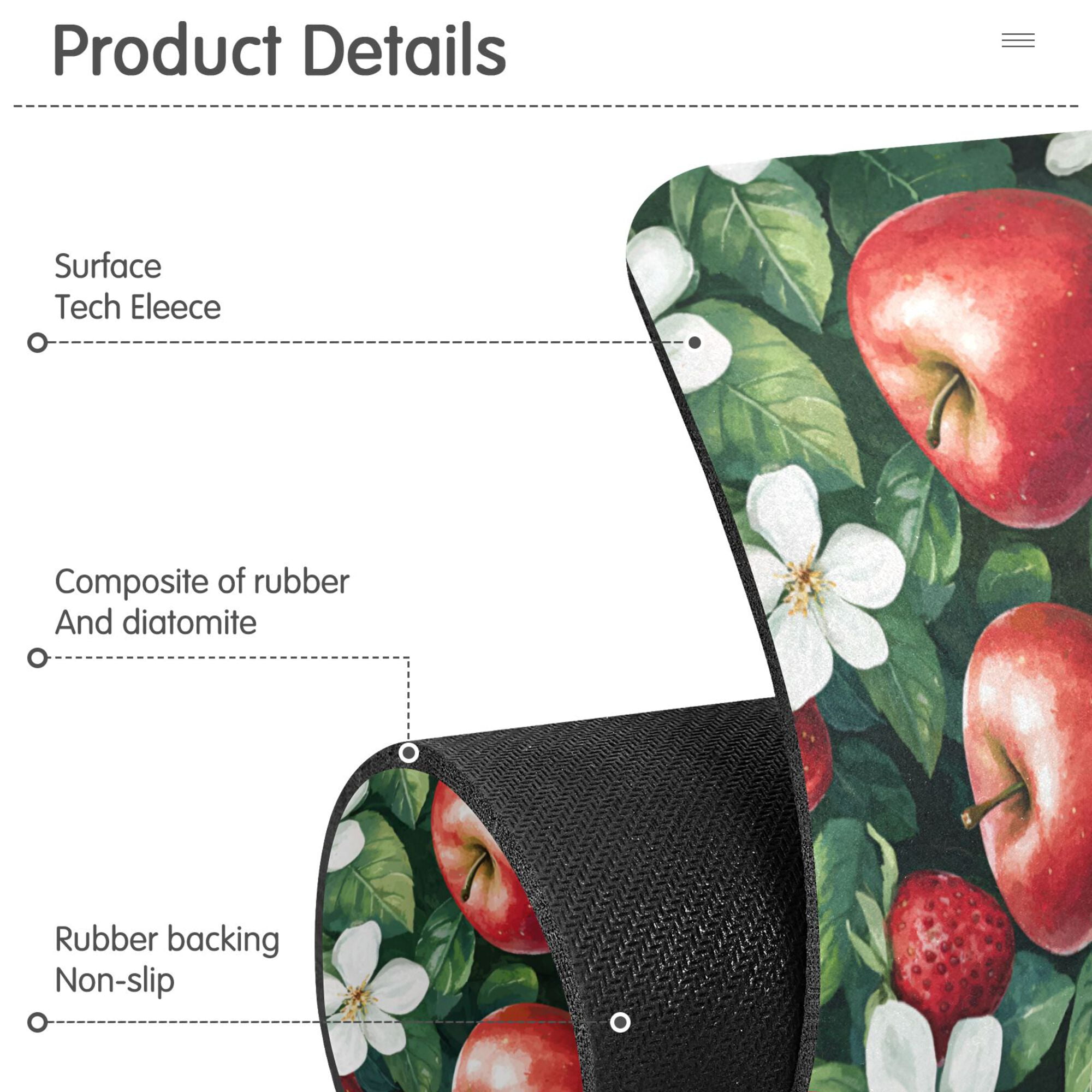 Yayeee Faucet Mat for Kitchen Sink 30" Diatomite Long Splash Guard Pad, Red Apple Pattern, 2 Pack