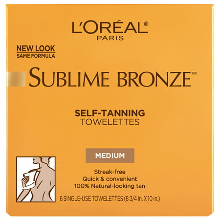 L'Oreal Paris Sublime Bronze Sunless Self-Tanning Towelettes, Streak Free, 6 (Best Gradual Self Tanner Uk)