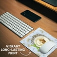 thumbnail image 6 of 3dRose, Vintage cute kitten on pretty blue floral pattern with green ribbon bow graphic - tabby kitty cat, Mouse Pad, 6 of 7