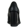 thumbnail image 2 of SUN STONE Womens Black Penny Keeper At Vamp Square Toe Wedge Slip On Dress Heeled Loafers 10, 2 of 4