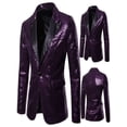 thumbnail image 2 of Gureui Men Formal Long Sleeve Sequin Blazer Suit Shiny One Button Lapel Jacket Coat Casual Tuxedo Wedding Party Stage Singer Banquet Prom, 2 of 4