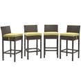 thumbnail image 1 of Modway Tabouret de Bar Extérieur en Rotin avec Conduit Brun et Péridot (Lot de 4), 1 of 5
