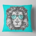 thumbnail image 2 of Designart Funny Lion with Blue Glasses - Animal Throw Pillow - 16x16, 2 of 5