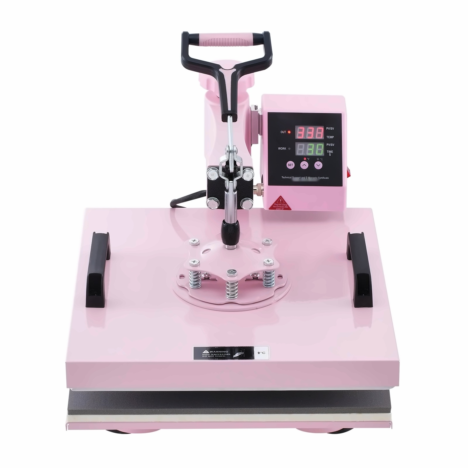 Heat Press Machine 15x15 inch 8 in 1 - Tumbler Press 6-30oz, Swing Away, Digital Control - for T-Shirts, Mugs, Hats, Plates - Pink
