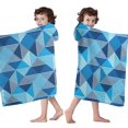 thumbnail image 4 of Blue Geometric Pattern Hooded Bath Towel，60"x35" for Ages 3 To 12 Kids, Quick Dry Lightweight Soft Microfiber Hood Beach Towel Cover Up for Kids, 4 of 7