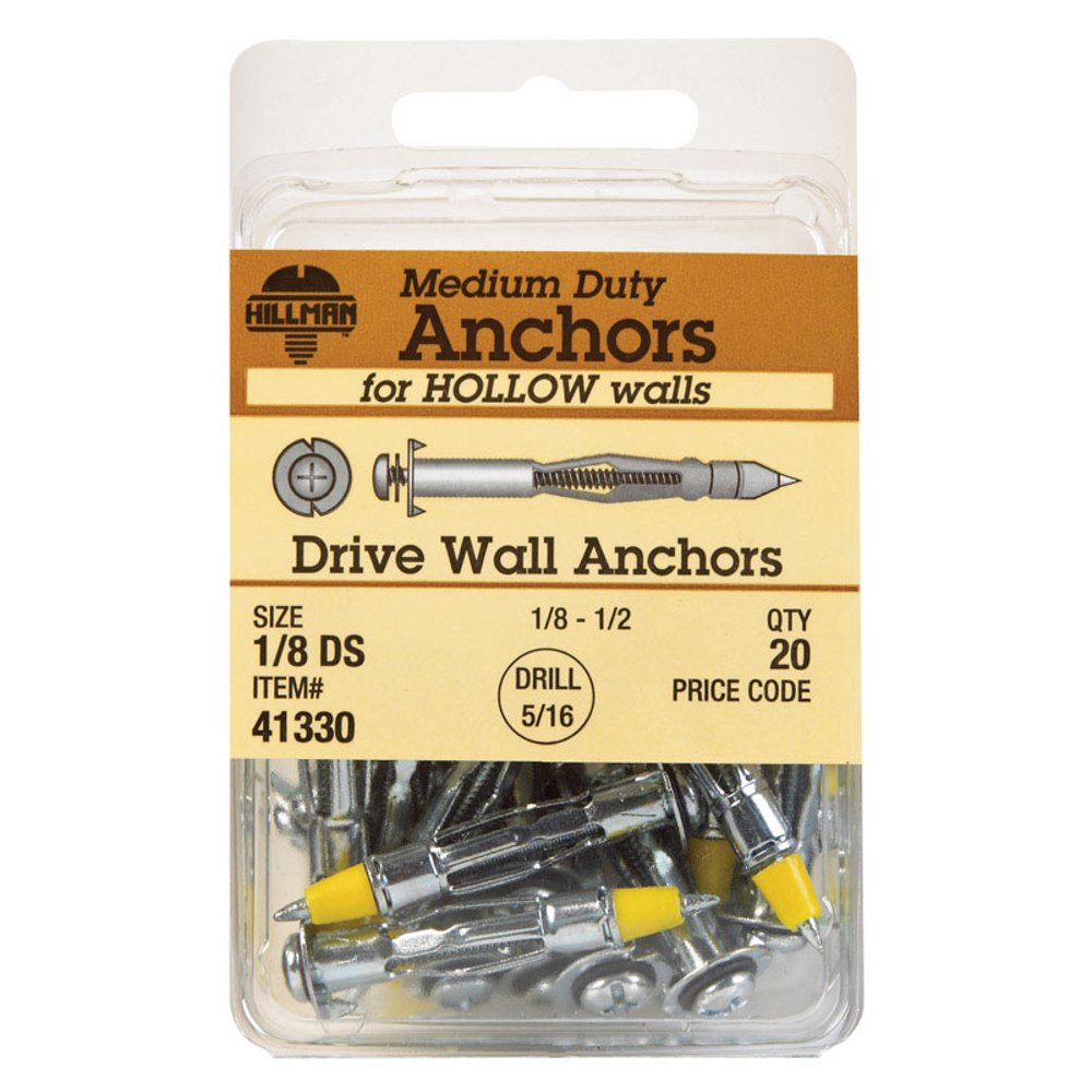 Hillman Drive Wall Anchors 1/8 Ds 20/Card Pack of 5